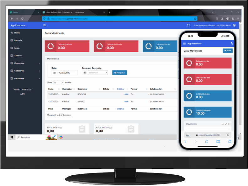 Controle financeiro do App Estaciona